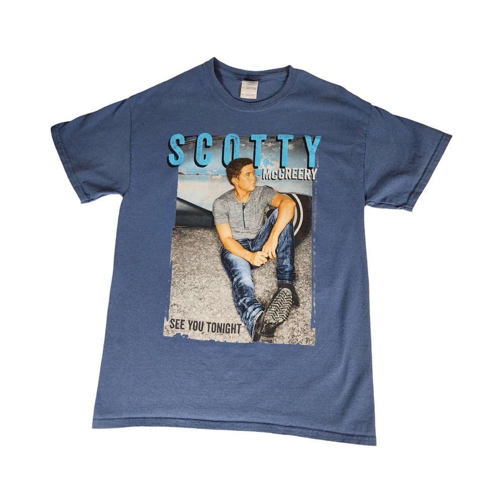 Scotty McCreery See You Tonight Blue Graphic T-Shirt Mens Medium Gildan Cotton